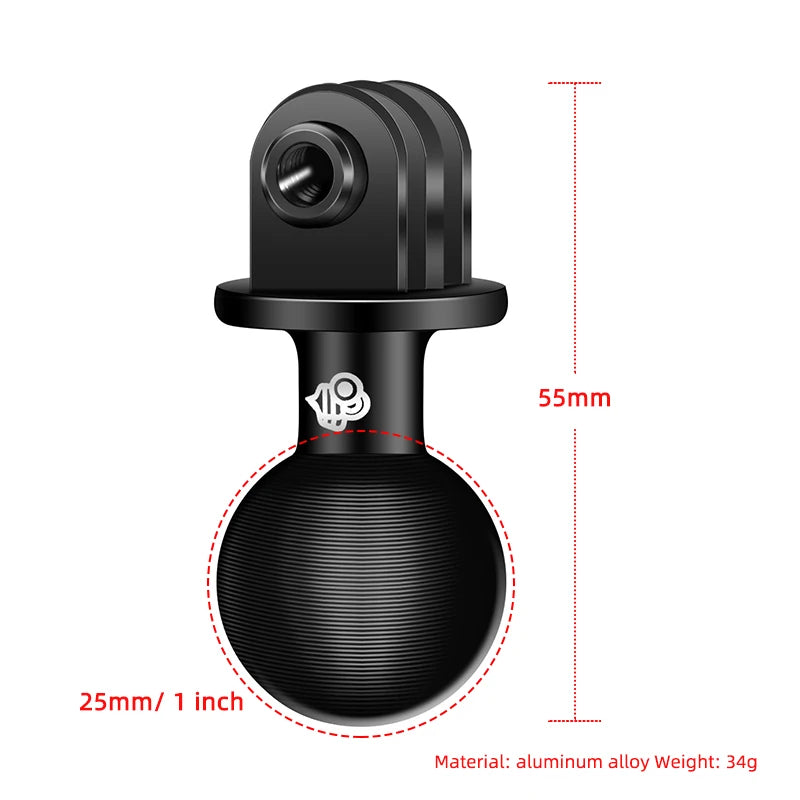 Versatile 1 Inch Ball Adapter for Motorcycle Handlebar - Perfect for Action Cameras and Phones