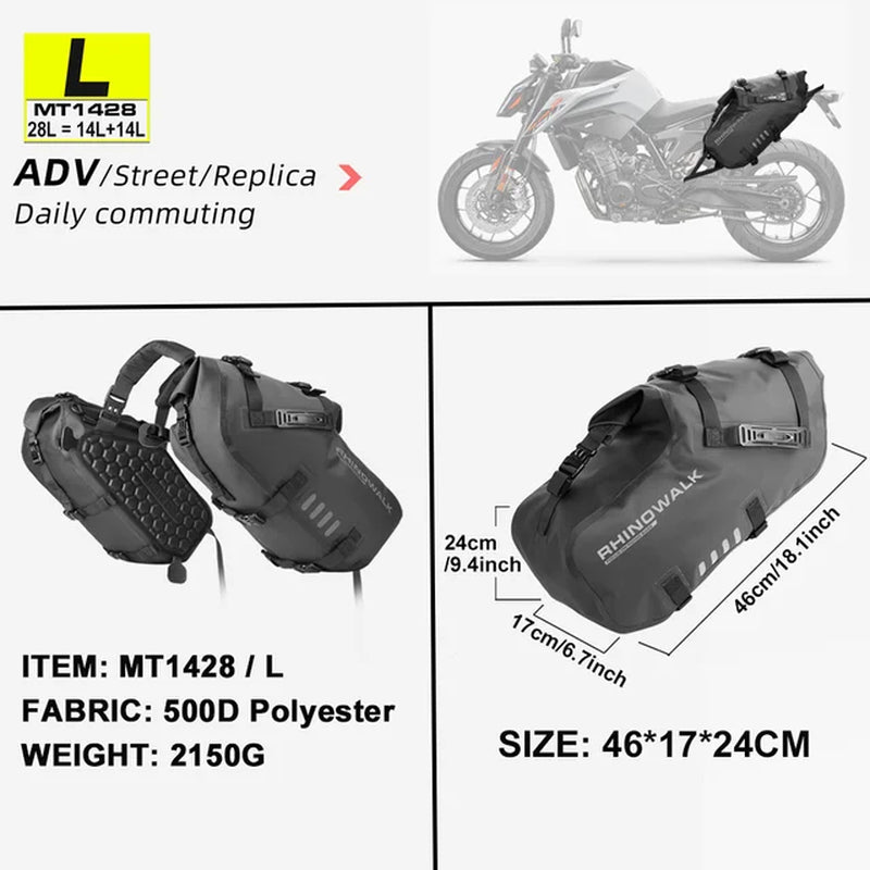 Upgrade Your Ride with Our 2 Pcs Waterproof Motorcycle Saddle Side Pannier Bags - Perfect for Travel (18L/28L/48L Options)!