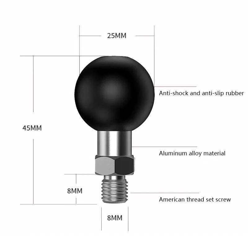 Versatile 1 Inch Ball Adapter for Motorcycle Handlebar - Perfect for Action Cameras and Phones