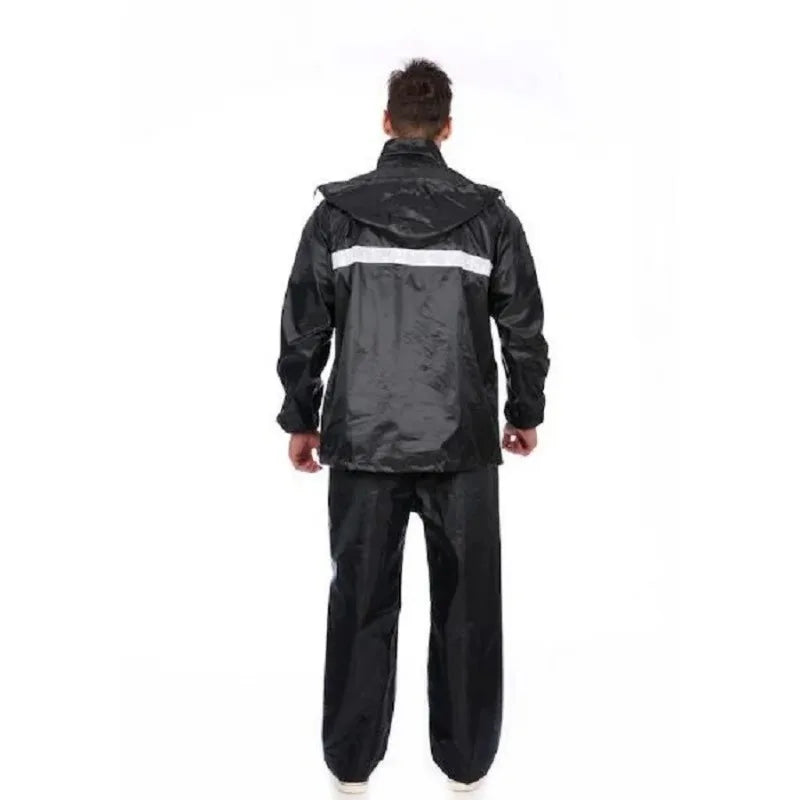 Stay Dry and Stylish: Black Waterproof Motorcycle Rain Gear Suit for Men and Women