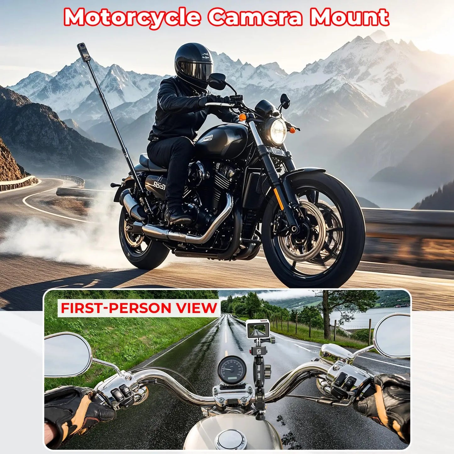 Ultimate Aluminum Motorcycle Camera Mount Kit - Heavy Duty, Anti-Vibration & Anti-Theft for Action Cameras