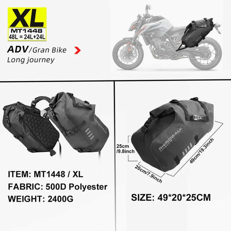 Upgrade Your Ride with Our 2 Pcs Waterproof Motorcycle Saddle Side Pannier Bags - Perfect for Travel (18L/28L/48L Options)!