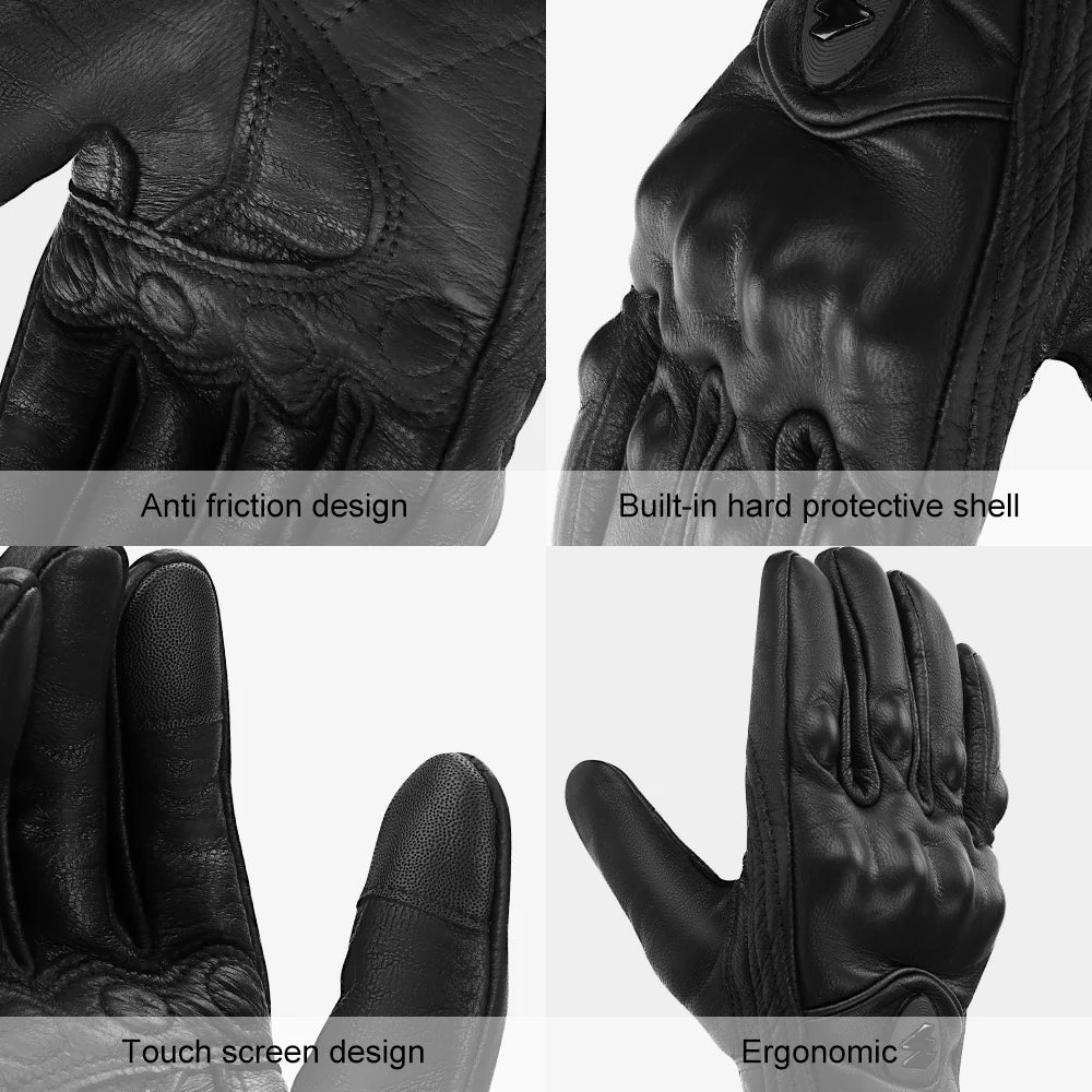 Premium Goatskin Leather Motorcycle Gloves - Available in Sizes up to 3XL