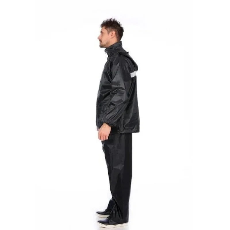 Stay Dry and Stylish: Black Waterproof Motorcycle Rain Gear Suit for Men and Women