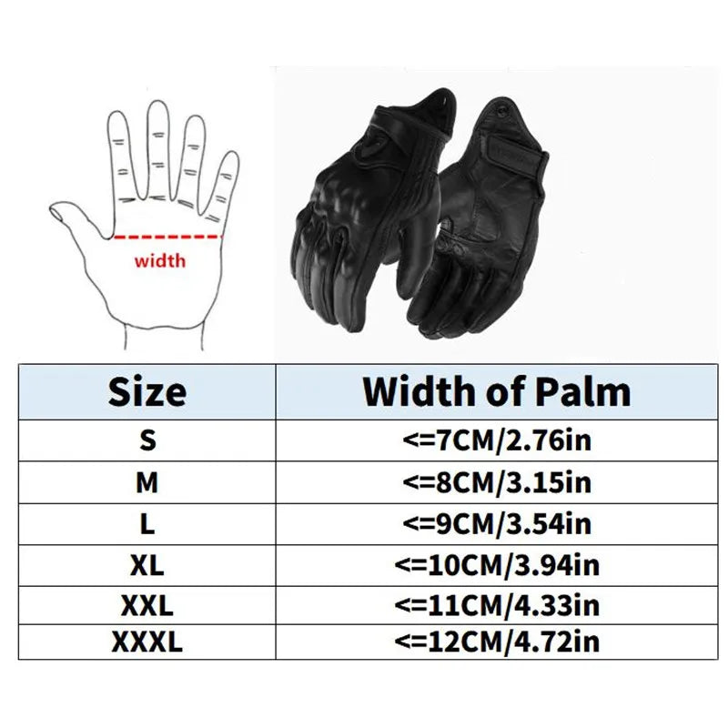 Premium Goatskin Leather Motorcycle Gloves - Available in Sizes up to 3XL