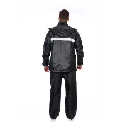 Stay Dry and Stylish: Black Waterproof Motorcycle Rain Gear Suit for Men and Women
