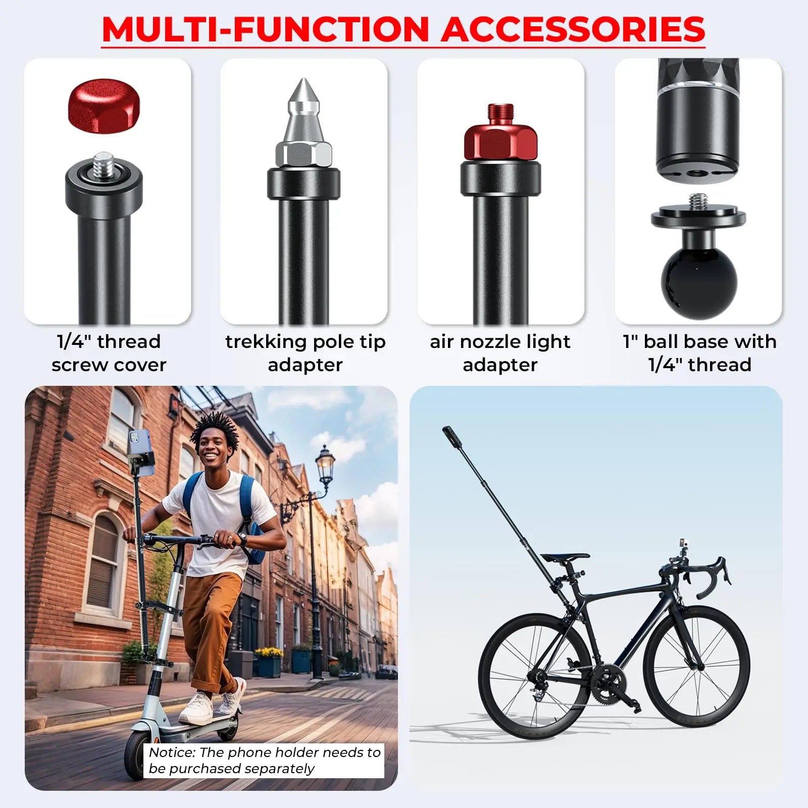 Ultimate Aluminum Motorcycle Camera Mount Kit - Heavy Duty, Anti-Vibration & Anti-Theft for Action Cameras