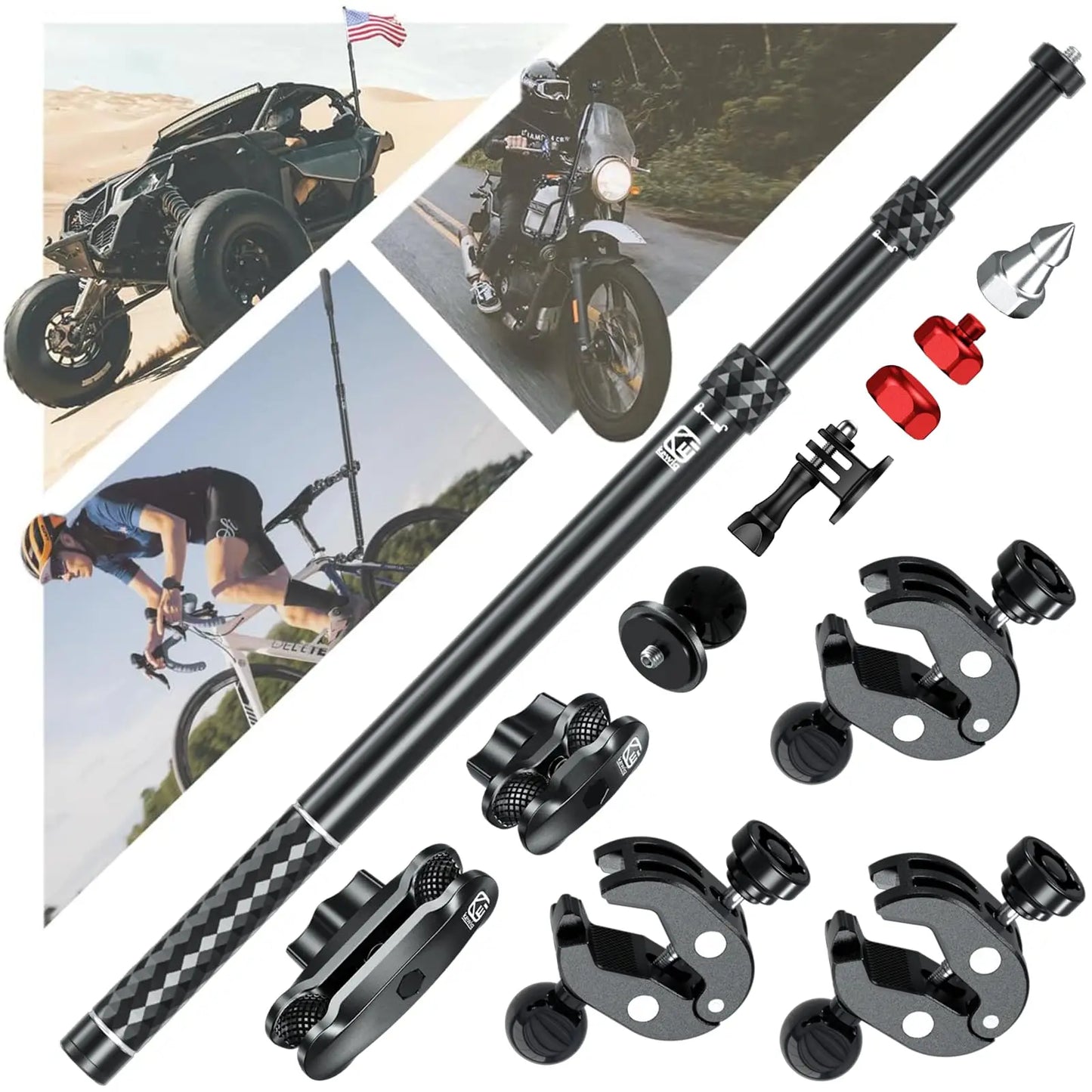 Ultimate Aluminum Motorcycle Camera Mount Kit - Heavy Duty, Anti-Vibration & Anti-Theft for Action Cameras